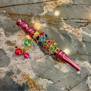 Multicoloured beaded blinged out hookah tip with charms